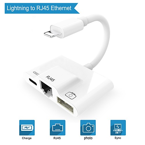 

Lightning Adapter 2 A 1 to 3 / With Ethernet / High Speed PVC(PolyVinyl Chloride) USB Cable Adapter For iPhone