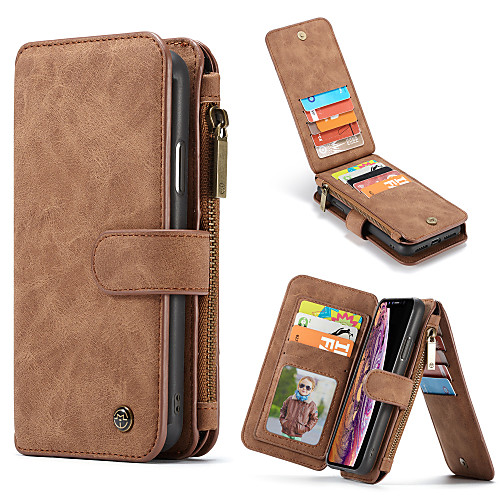 

CaseMe Luxury Business Leather Magnetic Flip Case For iPhone 11 / 11 Pro / 11 Pro Max / 8 Plus / 7 Plus / 6 Plus / 8 / 7 / 6 / Xs Max / Xs / Xr / X With Wallet Card Slot Stand 2-in-1 Detachable Cover