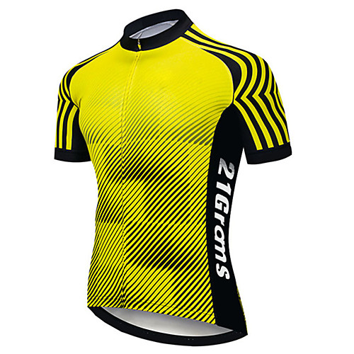 

21Grams Men's Short Sleeve Cycling Jersey Summer Spandex Polyester Black / Yellow Stripes Gradient Bike Jersey Top Mountain Bike MTB Road Bike Cycling UV Resistant Quick Dry Breathable Sports