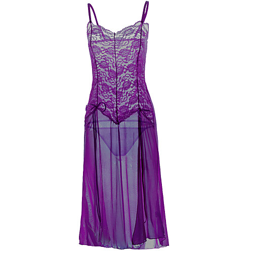 

Women's Backless Cut Out Mesh Super Sexy Suits Nightwear Solid Colored Light Blue / Purple / Black S M L / Lace / Deep V / Lace