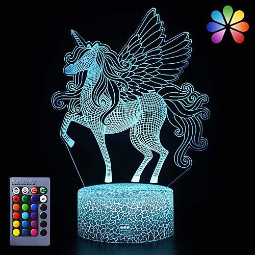 

Unicorn Night Light for KidsDimmable LED Nightlight Bedside Lamp16 Colors7 Colors ChangingTouch&Remote ControlBest Unicorn Toys Birthday Christmas Gifts for Girls Boys (Unicorn)
