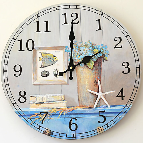

1pcs Mediterranean Hotel Restaurant Decorative Wall Clock Frameless Clock 35x35cm battery not included