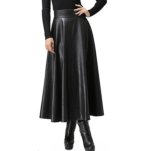 

Women's Basic Skirts Solid Colored Black