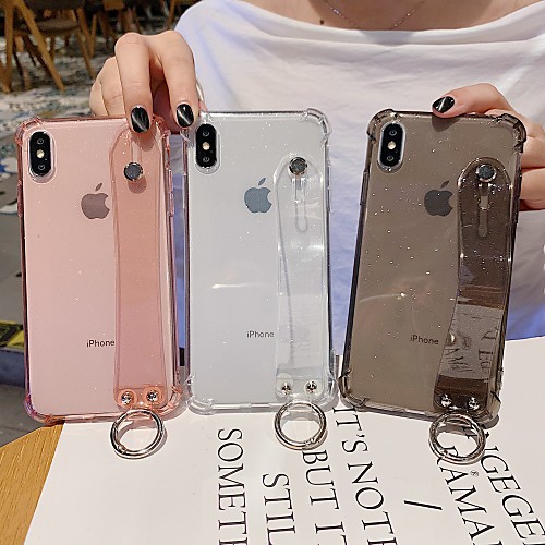 

Case for Apple scene map iPhone 11 11 Pro 11 Pro Max X XS XR XS Max 8 Pure color glitter translucent TPU material four corners anti-fall wristband bracket all-inclusive mobile phone case HRS