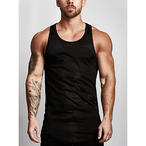 

Men's Tank Top Solid Colored Sleeveless Sports Tops White Black Blue