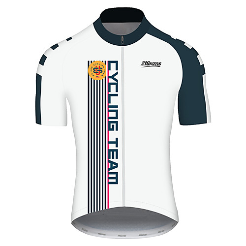 

21Grams Men's Short Sleeve Cycling Jersey Summer Spandex Polyester BlackWhite Stripes American / USA National Flag Bike Jersey Top Mountain Bike MTB Road Bike Cycling UV Resistant Quick Dry