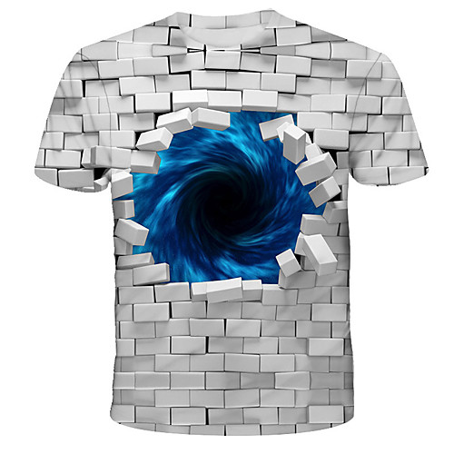 

Men's T shirt Shirt Cartoon 3D Print Short Sleeve Daily Tops Streetwear Exaggerated Round Neck Rainbow