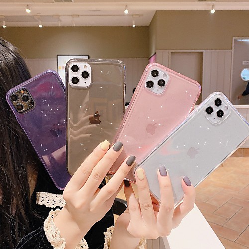 

Glitter Shine Case for Apple iPhone 12 Pro Max 11 Pro Max Translucent TPU Mobile Phone Case Shockproof Back Cover for iPhone X/XS XR XS Max 7 Plus/8 Plus SE2020