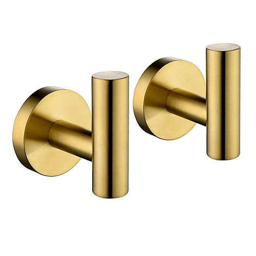 

Bathroom Robe Hook New Design Stainless Steel Wall Mounted Golden 2 pcs
