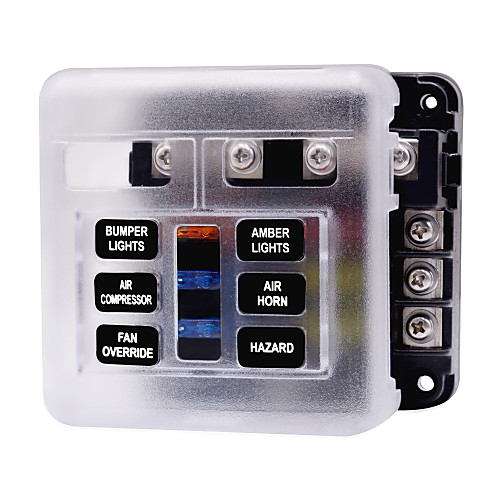 

32V Car automatic Circuit Breaker / Independent Positive and Negative One in and Multiple out Fuse Box with LED Indicator Light 1 in 6 out / Send Double Fuse / Environmental Protection Material