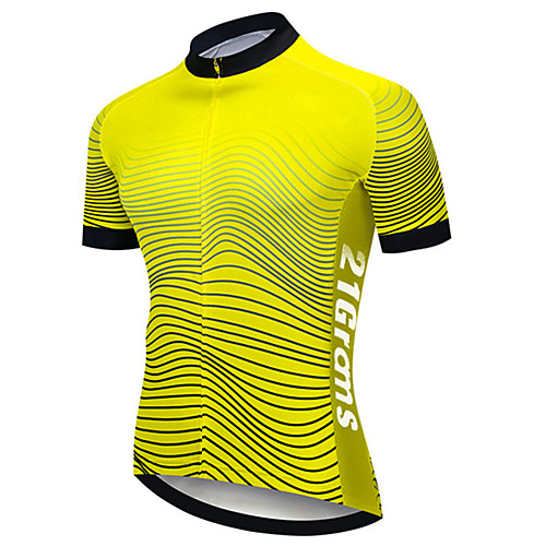 

21Grams Men's Short Sleeve Cycling Jersey Summer Spandex Polyester Black / Yellow Stripes Bike Jersey Top Mountain Bike MTB Road Bike Cycling UV Resistant Quick Dry Breathable Sports Clothing Apparel