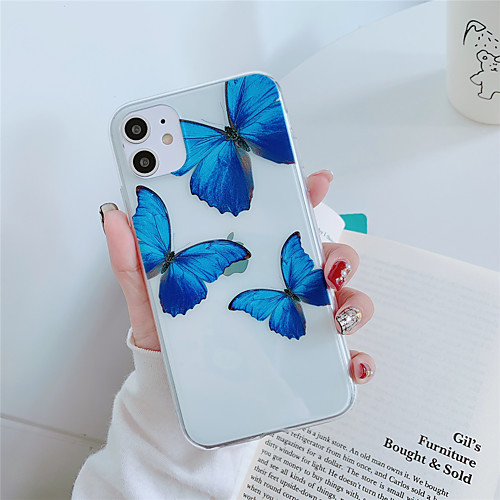 

Case For Apple iPhone 11 11 Pro 11 Pro Max Blue butterfly pattern High penetration TPU material Painting process scratch proof phone case