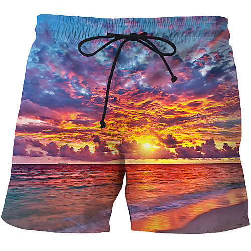 

Men's Sporty Exaggerated Sweatpants Shorts Pants Geometric Pattern Optical Illusion 3D Short Print Rainbow