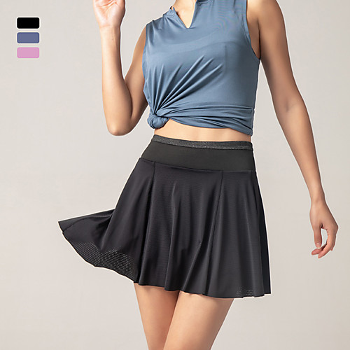 

Women's Sporty Comfort Sports Gym Shorts Pants Solid Colored Short Layered Pleated Pocket Patchwork Black Blue Blushing Pink