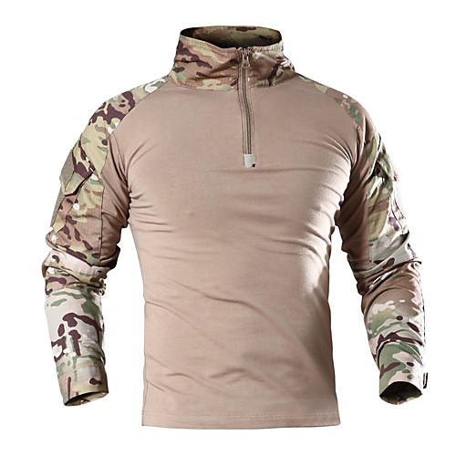 

Men's Hiking Tee shirt Long Sleeve Tee Tshirt Top Outdoor Ultraviolet Resistant Quick Dry Breathable Stretchy Autumn / Fall Spring Summer Chinlon Solid Color Black Camouflage Brown Climbing Camping