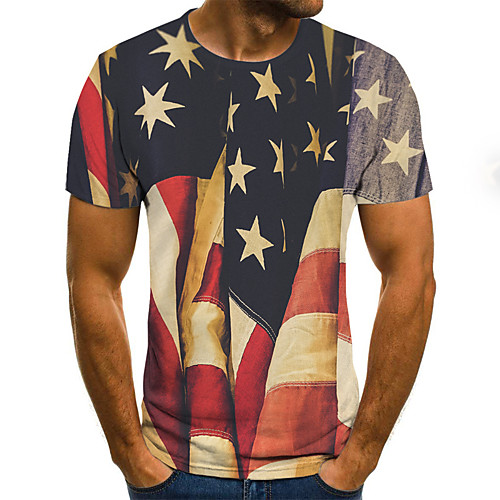 

Men's Tee T shirt Shirt 3D Print American Flag Independence Day National Flag Print Short Sleeve Daily Tops Comfortable Big and Tall Round Neck Lake blue Dark Pink Blue