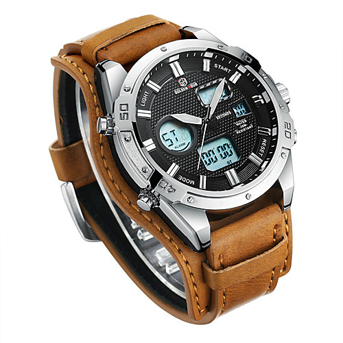 

Men's Steel Band Watches Quartz Formal Style Modern Style PU Leather Black / Silver / Gold 30 m Water Resistant / Waterproof LCD Casual Watch Analog - Digital Classic Fashion - Black Gold Silver