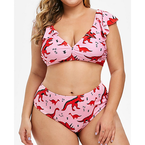

Women's Bikini Swimsuit Floral Blushing Pink Plus Size Swimwear Bathing Suits