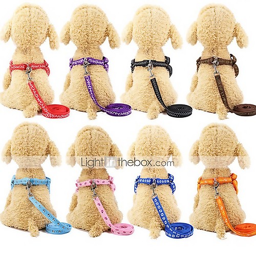 

Dog Cat Outfits Harness Leash Trainer Walking For Dog / Cat Anti Lost Geometric Footprint / Paw Nylon Husky Golden Retriever Dalmatian Japanese Spitz Corgi Beagle Black Rainbow Purple Red Pink