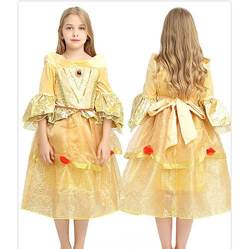

Princess Fairytale Belle Dress Party Costume Kid's Ball Gown Slip Dresses Birthday Christmas Halloween Masquerade Festival / Holiday Tulle Yellow Easy Carnival Costumes Color Block Solid Colored