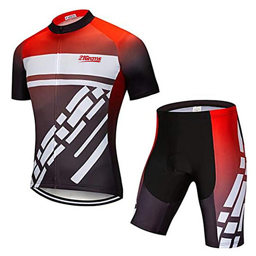 

21Grams Men's Short Sleeve Cycling Jersey with Shorts - Black / Red Bike Clothing Suit Breathable Quick Dry Moisture Wicking Sports Elastane Terylene Mountain Bike MTB Road Bike Cycling Clothing