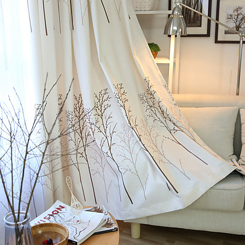 

Two Panel American Country Style Linen Cotton Tree Print Curtains