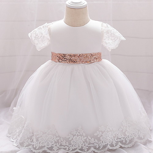 

Ball Gown Floor Length Flower Girl Dresses Party Lace Sleeveless Jewel Neck with Bow(s)