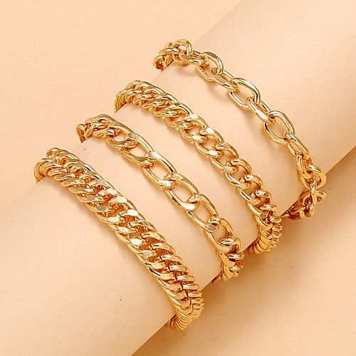 

4pcs Women's Chain Bracelet Vintage Bracelet Bracelet Vintage Style Fashion Luxury Classic Punk Trendy Boho Resin Bracelet Jewelry Gold For Gift Formal Birthday Beach Festival