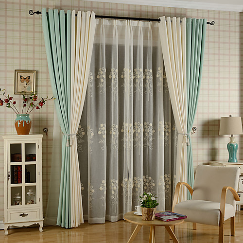 

Two Panel Korean Pastoral Style Translucent Embroidered Screen Curtain Living Room Bedroom Children's Room Window Screen