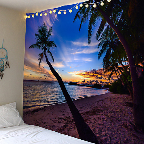 

Wall Tapestry Art Decor Blanket Curtain Picnic Tablecloth Hanging Home Bedroom Living Room Dorm Decoration Landscape Sea Ocean Beach Coconut Tree Rosy Cloud