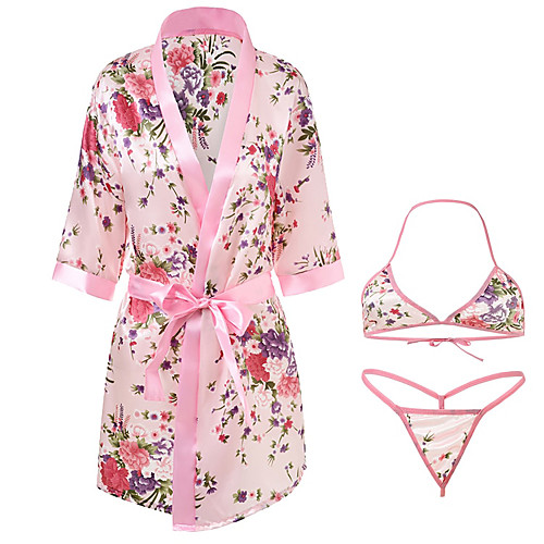 

Women's Split Super Sexy Robes / Suits Nightwear Geometric Blushing Pink One-Size