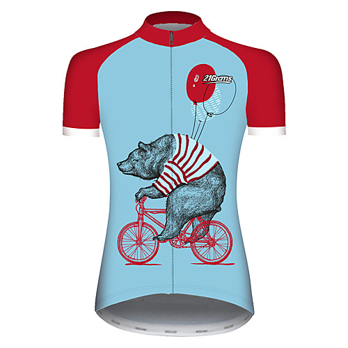 

21Grams Women's Short Sleeve Cycling Jersey Summer Spandex Polyester RedBlue Novelty Balloon Bear Bike Jersey Top Mountain Bike MTB Road Bike Cycling UV Resistant Quick Dry Breathable Sports
