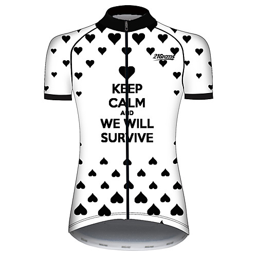 

21Grams Women's Short Sleeve Cycling Jersey Summer Spandex Polyester BlackWhite Heart Novelty Bike Jersey Top Mountain Bike MTB Road Bike Cycling UV Resistant Quick Dry Breathable Sports Clothing