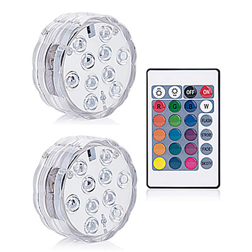 

Outdoor Underwater Lamp 2 PCS Waterproof IP68 with Remote Controlled RGB Submersible Light AAA Battery Operated for Vase Bowl Garden Party Swimming Pool Decor Lighting (come without battery)