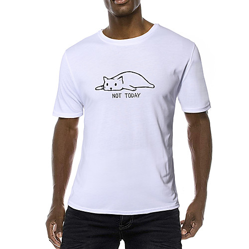

Men's T shirt Solid Colored Letter Animal Print Short Sleeve Daily Tops Cotton Business Basic White Black Blue