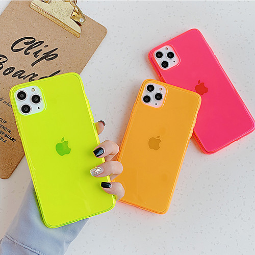 

iPhone11Pro Max Fluorescent TPU Mobile Phone Case XS Max Solid Color Transparent 6/7 / 8Plus Protective Case