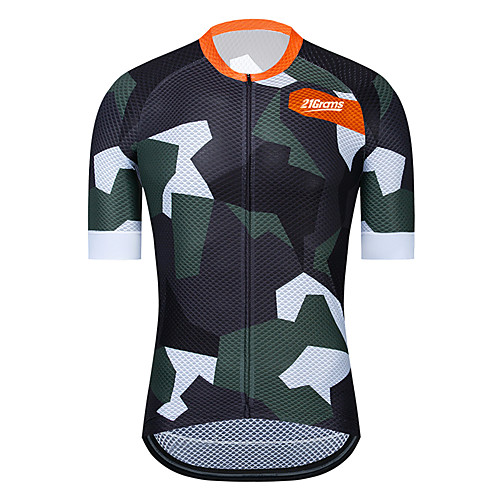 

21Grams Men's Short Sleeve Cycling Jersey Summer BlackWhite Camo / Camouflage Bike Jersey Top Mountain Bike MTB Road Bike Cycling UV Resistant Quick Dry Breathable Sports Clothing Apparel / Stretchy