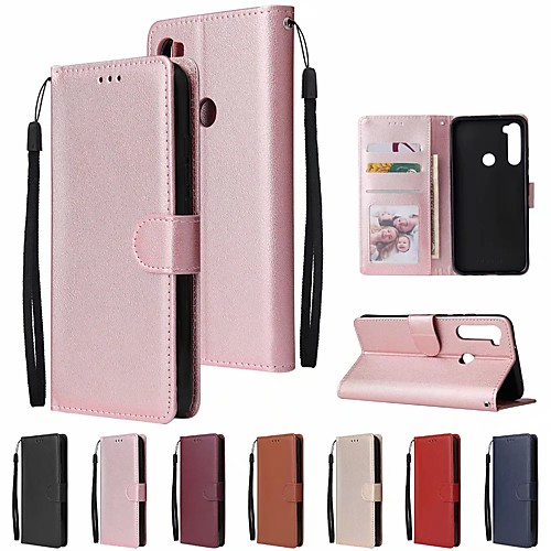 

Phone Case For Xiaomi Full Body Case Leather Flip Xiaomi Mi 9T Redmi Note 8 Pro Redmi Note8T Card Holder Flip Solid Color PU Leather TPU