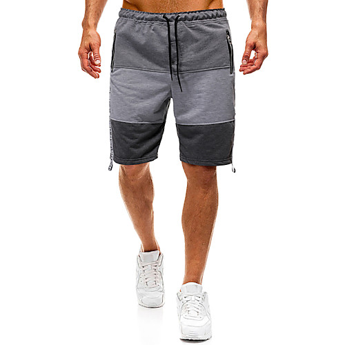 

Men's Sporty Sweatpants Pants Solid Colored Knee Length Patchwork Blue Red Green Light gray Dark Gray