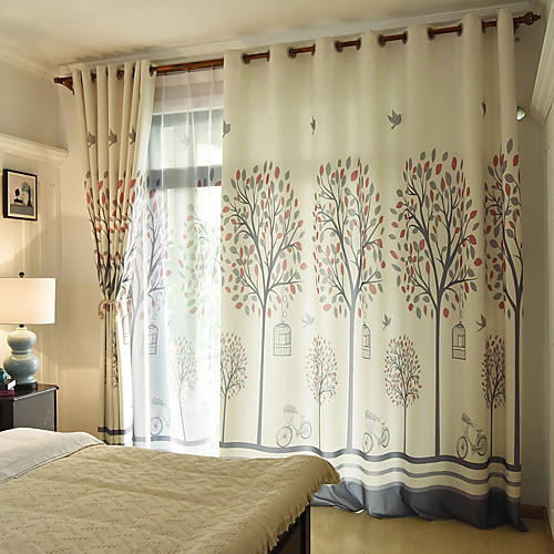 

Two Panel Korean Rural Style Big Tree Linen Cotton Printed Curtains Living Room Bedroom Dining Room Children's Room Curtains