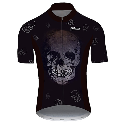 

21Grams Men's Short Sleeve Cycling Jersey Spandex Polyester Black Skull Bike Jersey Top Mountain Bike MTB Road Bike Cycling UV Resistant Breathable Quick Dry Sports Clothing Apparel / Stretchy