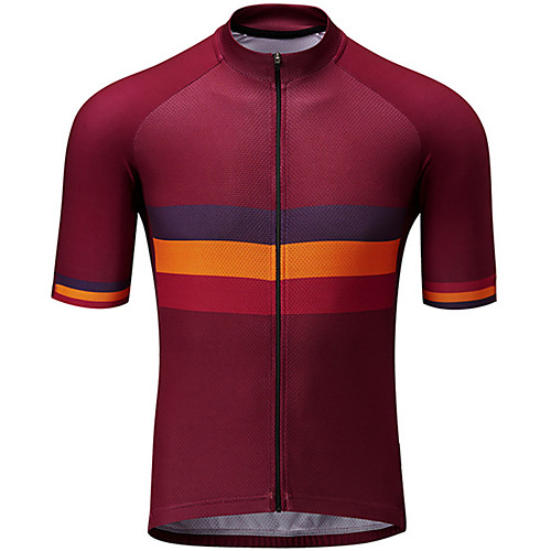 

21Grams Men's Short Sleeve Cycling Jersey Summer Red / Yellow Stripes Solid Color Bike Jersey Top Mountain Bike MTB Road Bike Cycling UV Resistant Quick Dry Breathable Sports Clothing Apparel