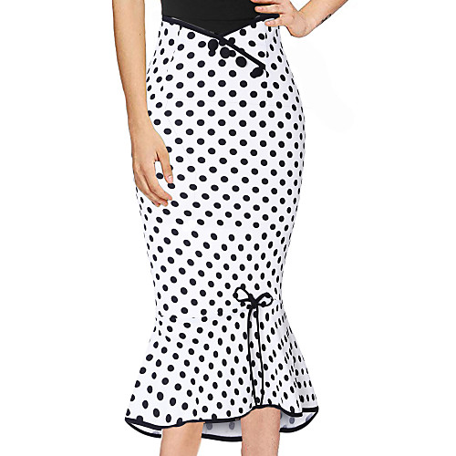 

Women's Trumpet / Mermaid Skirts Polka Dot White Black