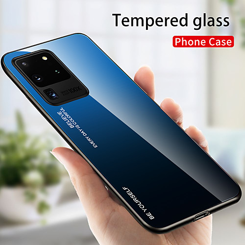 

Luxury Gradient Tempered Glass Phone Case For Samsung Galaxy S20 Ultra S20 Plus S10 Plus S9 Plus S8 Plus S10e S10 5G Shockproof Back Cover Soft TPU Silicone Edge Protection