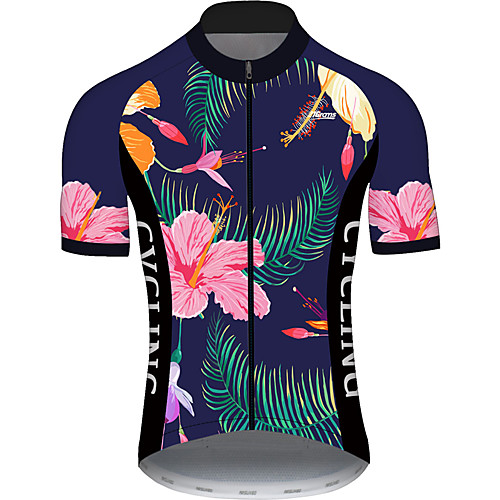 

21Grams Men's Short Sleeve Cycling Jersey Summer PinkGreen Floral Botanical Bike Jersey Top Mountain Bike MTB Road Bike Cycling UV Resistant Quick Dry Breathable Sports Clothing Apparel / Stretchy