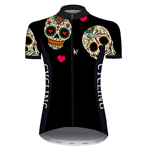 

21Grams Women's Short Sleeve Cycling Jersey Summer Black / Red Heart Sugar Skull Solid Color Bike Jersey Top Mountain Bike MTB Road Bike Cycling UV Resistant Quick Dry Breathable Sports Clothing
