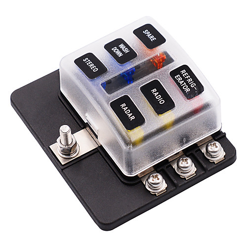 

32V Car Automatic circuit breakers / 1 in 6 out Fuse Box with LED Indicator Light Screw Terminal Block / Send Double Fuse / Environmental Protection Material