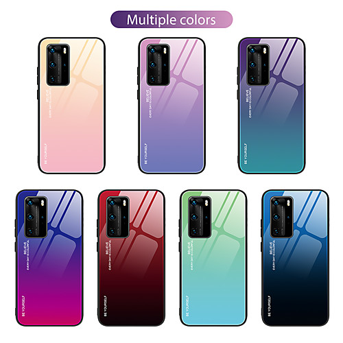 

Case For Huawei P40 P40 Pro Nova 6 Nova 6SE two-color gradient pattern tempered glass back plate TPU frame two-in-one anti-fall mobile phone case JMGD