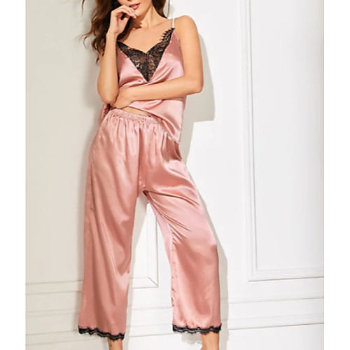 

Women's Lace Sexy Suits Nightwear Color Block Blushing Pink / Wine / Fuchsia S M L