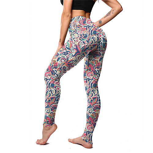 

Women's Causal Yoga Basic Legging Print Low Waist White Purple Fuchsia S L